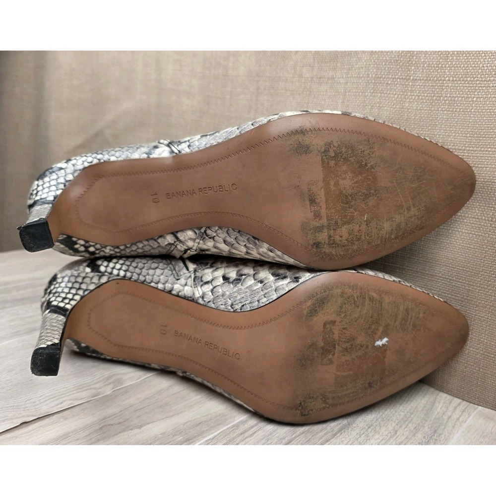 Banana Republic Snake Print Leather Stiletto Side Zip Ankle Boots Womens  10M - Picture 11 of 12